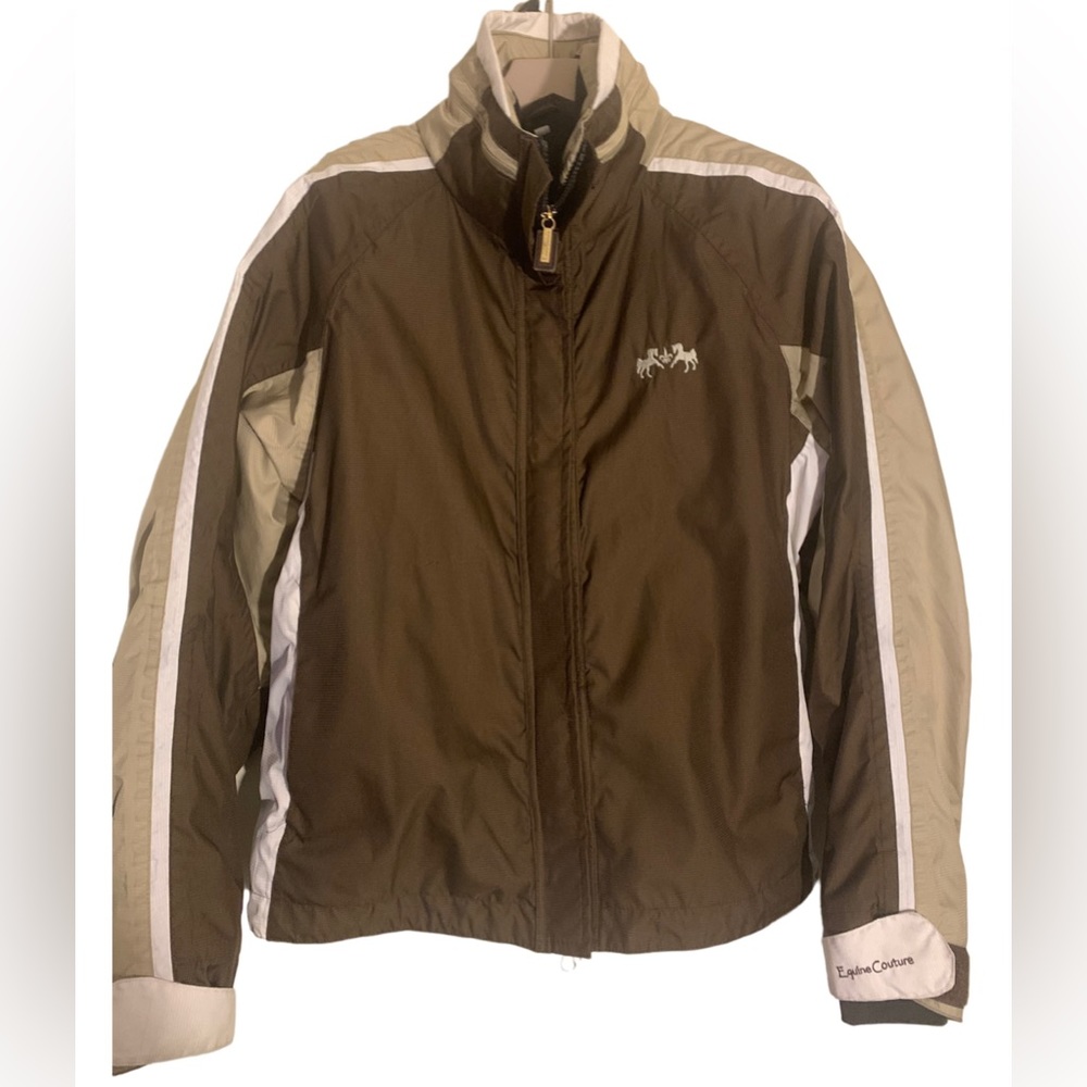 (S) Woman’s Equine Couture Ski-Jacket, earthly colors of dark brown beige & tan